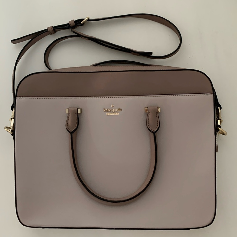 Kate Spade Saffiano briefcase bag in light mauve and pink - like new